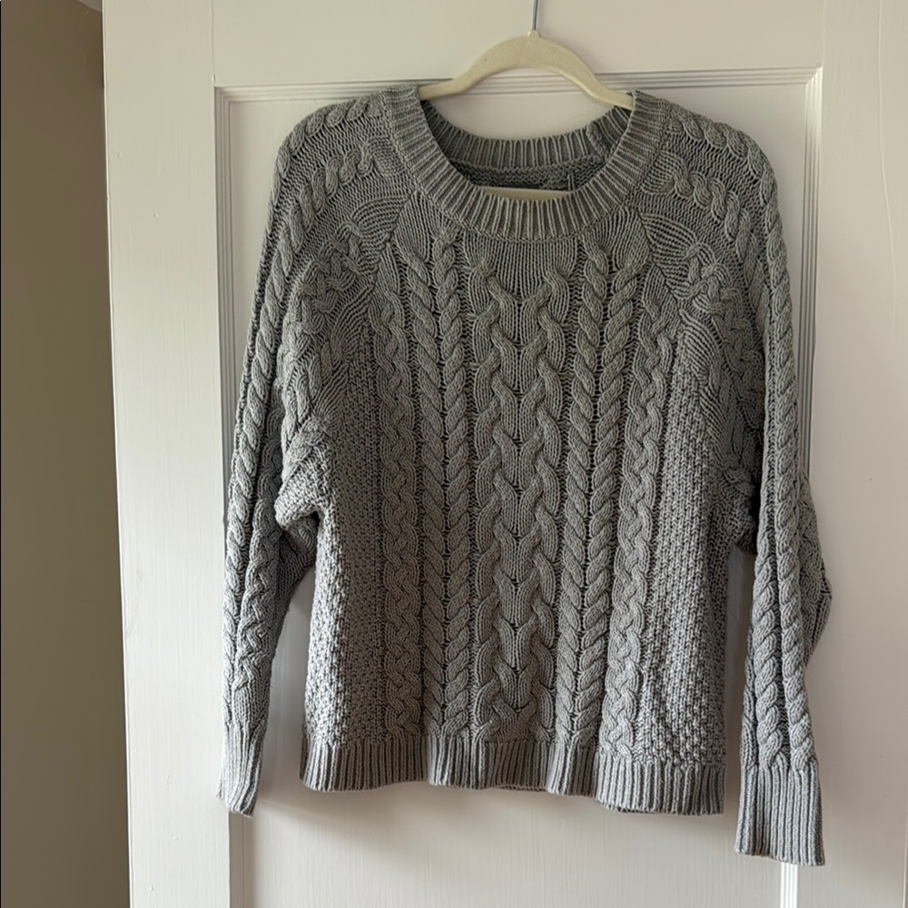 Cozy Gray Cable Knit Sweater